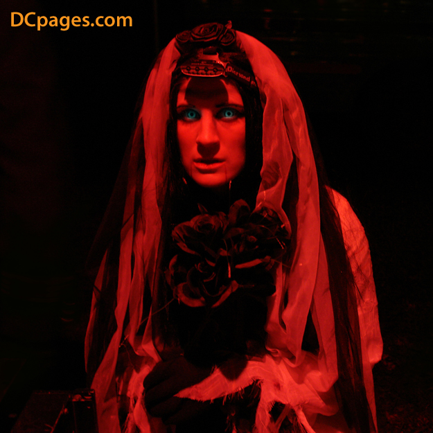 Dark angel with blue eyes.