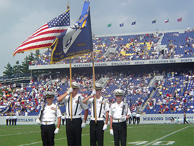 The halftime show brought out Marine Corp trainees from around the area.