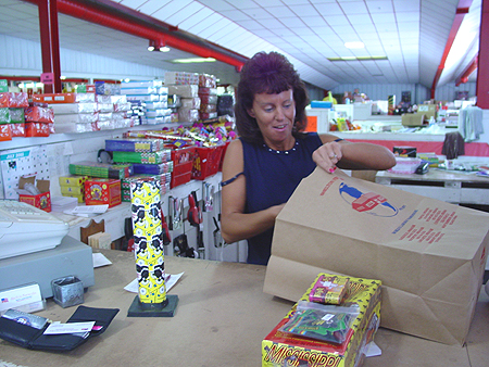 Here's Teri at check-out
