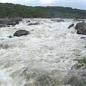 The first of these two channels is between the shore and Falls Island. 