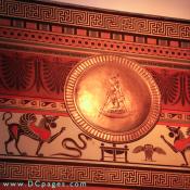 Bronze frieze located on the top of the Atrium. This is the emblem of the 18 degree Mason.