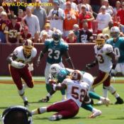 Washington Redskins 2007 Home Opener  Second year LB Rocky MacIntosh was everywhere on the field collecting a total of 12 tackles on the day.