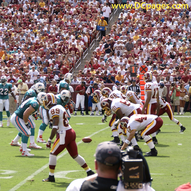Washington Redskins 2007 Home Opener  The Redskins offense lines up for a 1-and-10 on their own 20-yard line.