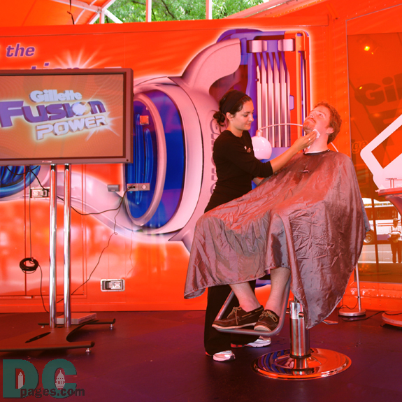 This man is enjoying a great free shave.
