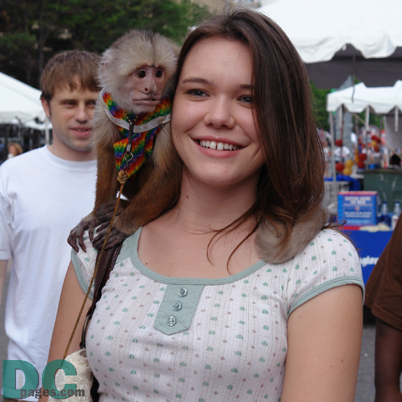This monkey really liked this girl.