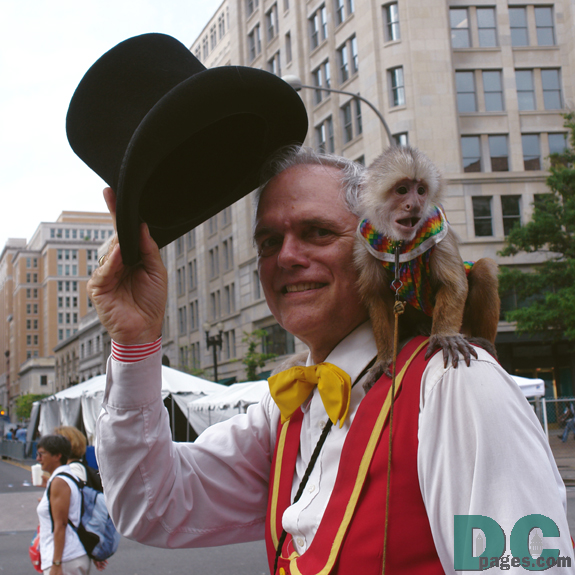 Man and his monkey.