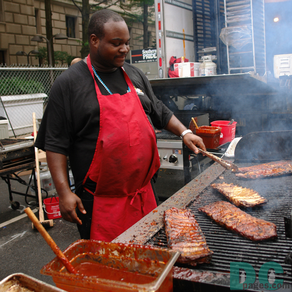 Flipping ribs is the job of choice.