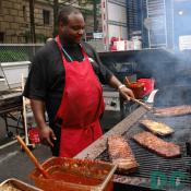 Flipping ribs is the job of choice.