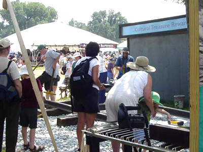 People got to pick and play with old parts of the railroad