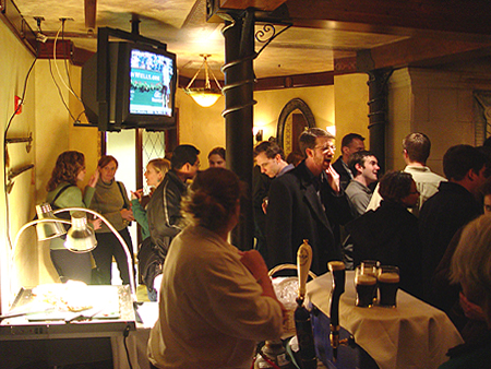 Corned Beef and Guinness Stout are the choice of Saint Patrick's Day at Biddy Mulligans. This traditional bar was quite lively and crowded with singles looking to have fun.