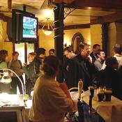 Corned Beef and Guinness Stout are the choice of Saint Patrick's Day at Biddy Mulligans. This traditional bar was quite lively and crowded with singles looking to have fun.