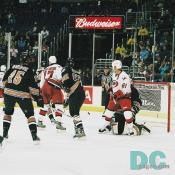 Olie Kolzig denies Carolina's bid for a goal.