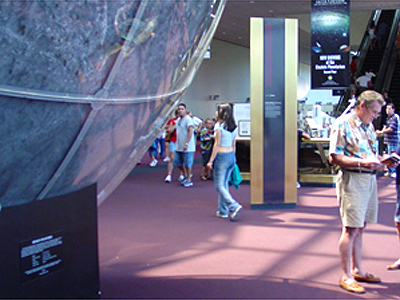 The circular object to the left was a heat shield for an Apollo Command ship used during re-entry.