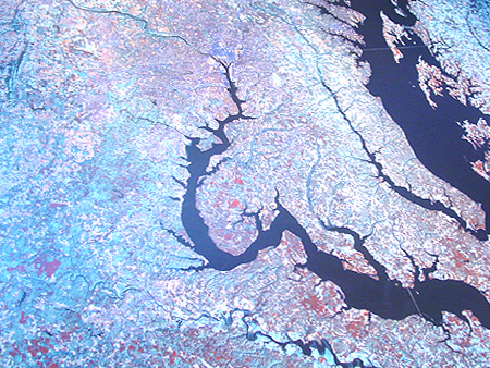 This is what Maryland, Washington DC, and Virgina look like from space.