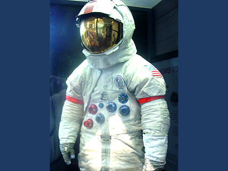 One of the lunar atronaut suits from one of the later missions to the moon.