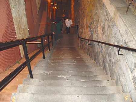 Remember the EXORCIST? This incredibly steep narrow staircase is where a priest rids himself of the devil by hurling himself out the window to his death.
