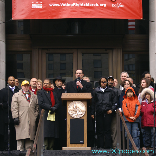 Vincent Gray, Chair of the DC City Council. "Let us MARCH today, let us MARCH tomorrow and let us MARCH HOWEVER LONG IT TAKES to WIN the VICTORY that is RIGHTFULLY OURS." 