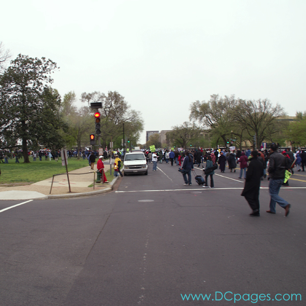 Marchers reach rallying point on the Western side of the United States Capitol Reflecting Pool.
