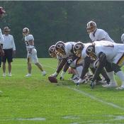 Redskins offense starting of with passing drills.