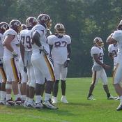 Redskins offensive huddle.