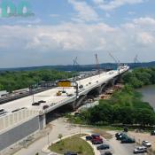 Aerial view of Woodrow Wilson Bridge from the Virginia side.