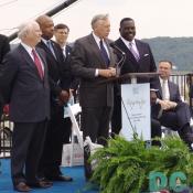 Members of Congress address the audience and Virginia Governor Timothy M. Kaine (far right)