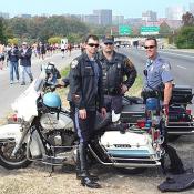 There was a lot of security at the Marine Corp Marathon. Three DC police officers take time to pose for a picture.