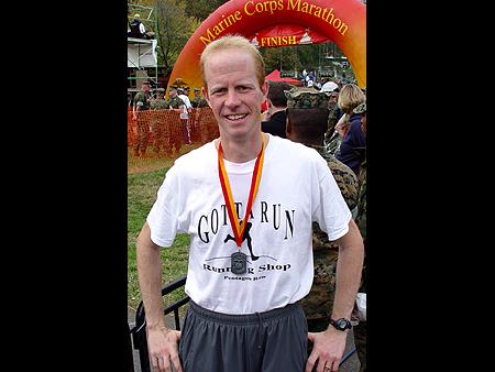 Even after winning the Marathon, Sherry is still up to pose for a picture.