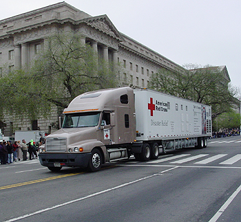 2003 Cherry Blossom Festival: the Red Cross ensures that nothing goes wrong.  