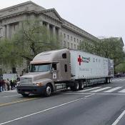 2003 Cherry Blossom Festival: the Red Cross ensures that nothing goes wrong.  