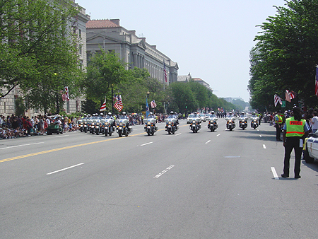 The very beginning of the 4th of July parade in the District of Columbia. 
