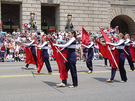 Awesome flag twirling took place during this parade