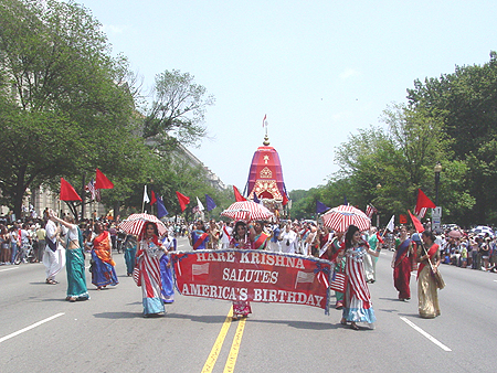 A salute towards Americas Birthday from the Hare Khrishna group