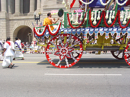 The Krishna wagon is powered by humans