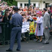 Virginia State Capitol, Richmond, Virginia - Her Majesty Queen Elizabeth, II greeted by children with flowers.