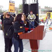 Linsar Taylor from the World Can't Wait to Drive out Bush Regime. "The Democrats are not going to stop the War on Iraq. They are not going to stop the war on Iran."