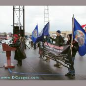 "We demand the United States leave Iraq immediately and completely." Efia Nwangaza of the "Not In Our Name" Project.