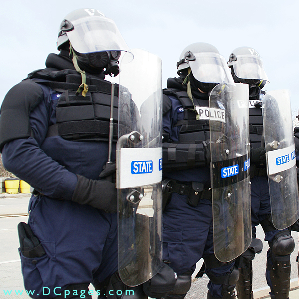 Virginia State Police in riot gear.