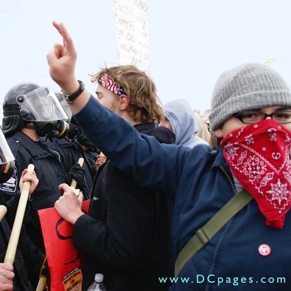 Some protesters hid their faces.
