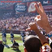 Fans jeered at the New York Giants team. Everyone was confident that the Skins would win this game.