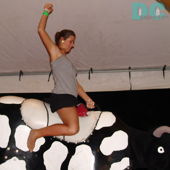 girl riding mechanical bull