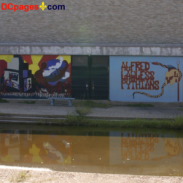 August 2, 2007 - Ninth Ward of New Orleans - 5300 Law Sreet, New Orleans, 70117, LA 504-942-3602 - Alfred Lawless Pythians - Outdoor wall murals - Students learning and Alfred Lawless Pythians