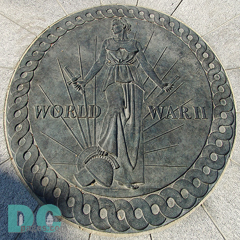 World War II victory medal inlayed on the floor of the Pacific Ceremonial Arch.
