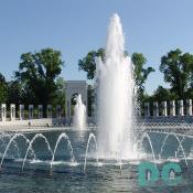 North to South view of the Rainbow Pool: 246'-9" long; 147'-8" wide. Atlantic Ceremonial Arch in the background.
