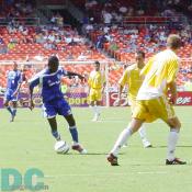 Freddy was trying to run through between Donovan and Conrad.