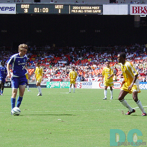 A young star from Metro Stars Eddie Gaven v.s. Cory Gibbs from Dallas Burn. 