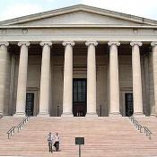 The entrance to the National Gallery of Art.  The weather was slightly too hot to sit and eat a bag lunch, but would have been a lovely spot to enjoy a bag lunch or a hot dog in the spring or fall.