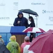 A speaker shares a personal story with the crowd