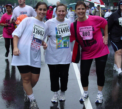 Joined by two friends, this survivor completes the race