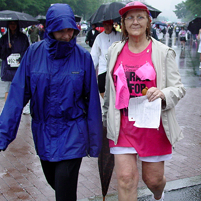 Happy as can be, this survivor moves right along in the race